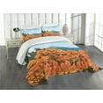 thumbnail image 1 of Ambesonne Forest Quilted Bedspread Set 3 Pcs, Digital Autum Season, King Size, Army Green Pale Blue, 1 of 5