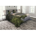 thumbnail image 1 of Ambesonne Forest Quilted Bedspread Set 3 Pcs, Lake Natura Netherlands, Queen Size, Green Purplegrey, 1 of 3