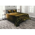 thumbnail image 1 of Ambesonne Forest Quilted Bedspread Set 3 Pcs, Misty Morning Sun Rays, King Size, Brown Fern Green, 1 of 3