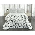 thumbnail image 1 of Ambesonne Forest Quilted Bedspread Set 3 Pcs, Pine Trees Rabbit Animal, Queen Size, Black White, 1 of 5