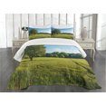 thumbnail image 1 of Ambesonne Forest Quilted Bedspread Set 3 Pcs, Uplifting Nature Photo, King Size, Green Blue, 1 of 3