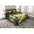 thumbnail image 1 of Ambesonne Forest Quilted Bedspread Set 3 Pcs, Water Channel Foggy City, King Size, White Green Brown, 1 of 3