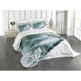 thumbnail image 1 of Ambesonne Forest Quilted Bedspread Set 3 Pcs, Winter Snowy Foliage, Queen Size, Turquoise White, 1 of 5