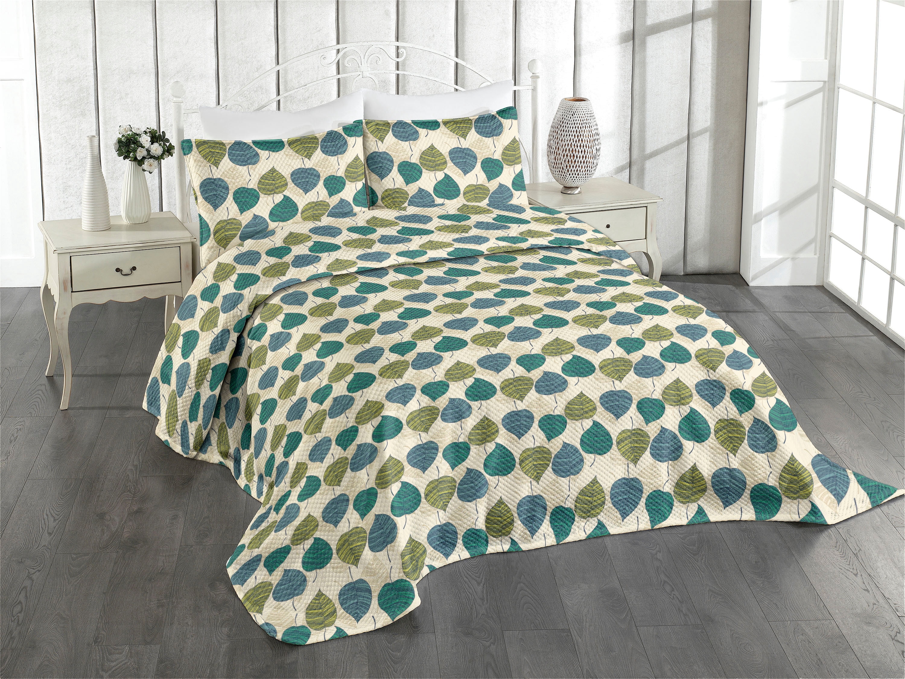 Ambesonne Forest Quilted Coverlet 3 Pcs, Autumn Neutral Colors Art ...
