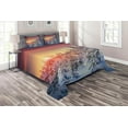 thumbnail image 1 of Ambesonne Forest Quilted Coverlet 3 Pcs, Sunrise at Wintertime, King Size, White Red, 1 of 4