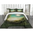 thumbnail image 1 of Ambesonne Forest Quilted Coverlet 3 Pcs, Tree, King Size, Cream Green Teal, 1 of 4