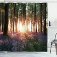 thumbnail image 1 of Ambesonne Forest Shower Curtain, Sunrise Woods in Spring, 69"Wx75"L, Purple Green, 1 of 5