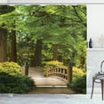 thumbnail image 1 of Ambesonne Forest Shower Curtain, Wooden Bridge over Pond, 69"Wx75"L, Green Brown, 1 of 5