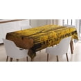 thumbnail image 1 of Ambesonne Forest Tablecloth Rectangular Table Cover, Autumn in Nature Theme, 52"x70", Yellow Brown, 1 of 4