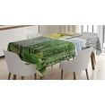thumbnail image 1 of Ambesonne Forest Tablecloth Rectangular Table Cover, Fall Winter Birch Tree, 52"x70", Green White, 1 of 3