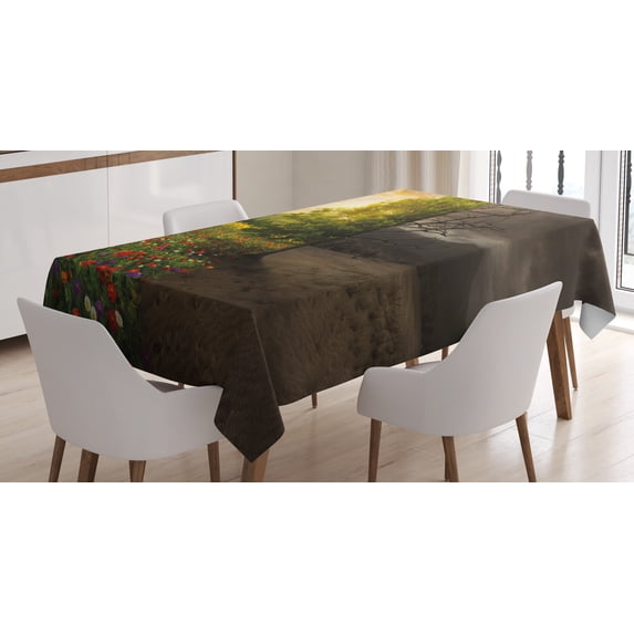 Ambesonne Forest Tablecloth Rectangular Table Cover, Life and Death Theme, 60"x90", Multicolor