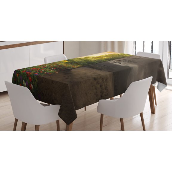 Ambesonne Forest Tablecloth Rectangular Table Cover, Life and Death Theme, 60"x90", Multicolor