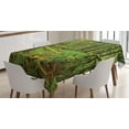 thumbnail image 1 of Ambesonne Forest Tablecloth Rectangular Table Cover, Woodland Bushes Moss, 52"x70", Green, 1 of 4