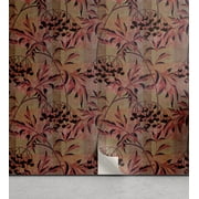 Ambesonne Forest Themed Peel & Stick Wallpaper for Home, Grunge Leaves Berries, 13"x36", Dark Pink and Charcoal Grey