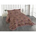thumbnail image 1 of Ambesonne Forest Themed Quilted Coverlet 3 Pcs, Grunge Leaves Berries, King Size, Dark Pink and Charcoal Grey, 1 of 4