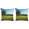 thumbnail image 1 of Ambesonne Forest Throw Pillow Cover 2 Pack, Uplifting Nature Photo, 16", Green Blue, 1 of 7