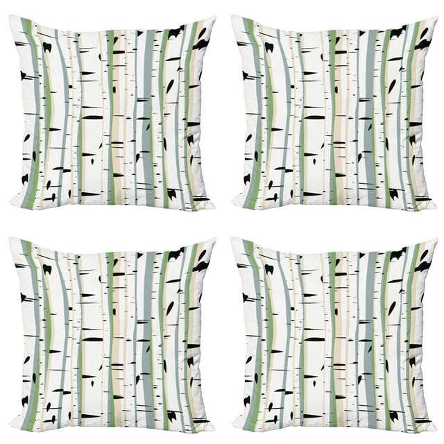 Ambesonne Forest Throw Pillow Cover 4 Pack, Dense Tree Formation, 18", Multicolor