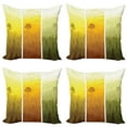 thumbnail image 1 of Ambesonne Forest Throw Pillow Cover 4 Pack, Hills Trees and Birds, 18", Green Orange Yellow, 1 of 5