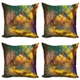thumbnail image 1 of Ambesonne Forest Throw Pillow Cover 4 Pack, Hypnotic Jungle Plants, 16", Multicolor, 1 of 2