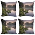 thumbnail image 1 of Ambesonne Forest Throw Pillow Cover 4 Pack, Lake Natura Netherlands, 20", Green Purplegrey, 1 of 7