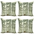 thumbnail image 1 of Ambesonne Forest Throw Pillow Cover 4 Pack, Pine Trees Deer Motif, 24", Sage Green Cream Brown, 1 of 7