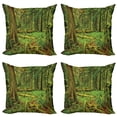 thumbnail image 1 of Ambesonne Forest Throw Pillow Cover 4 Pack, Woodland Bushes Moss, 16", Green, 1 of 5
