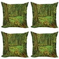 thumbnail image 1 of Ambesonne Forest Throw Pillow Cover 4 Pack, Woodland Bushes Moss, 24", Green, 1 of 5