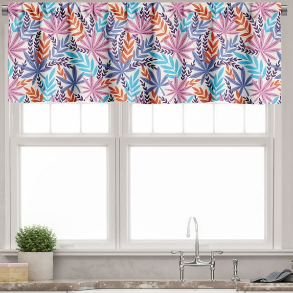 Ambesonne Forest Valance Pack of 2, Colorful Leaf Nature Pattern, 54"X12", Multicolor