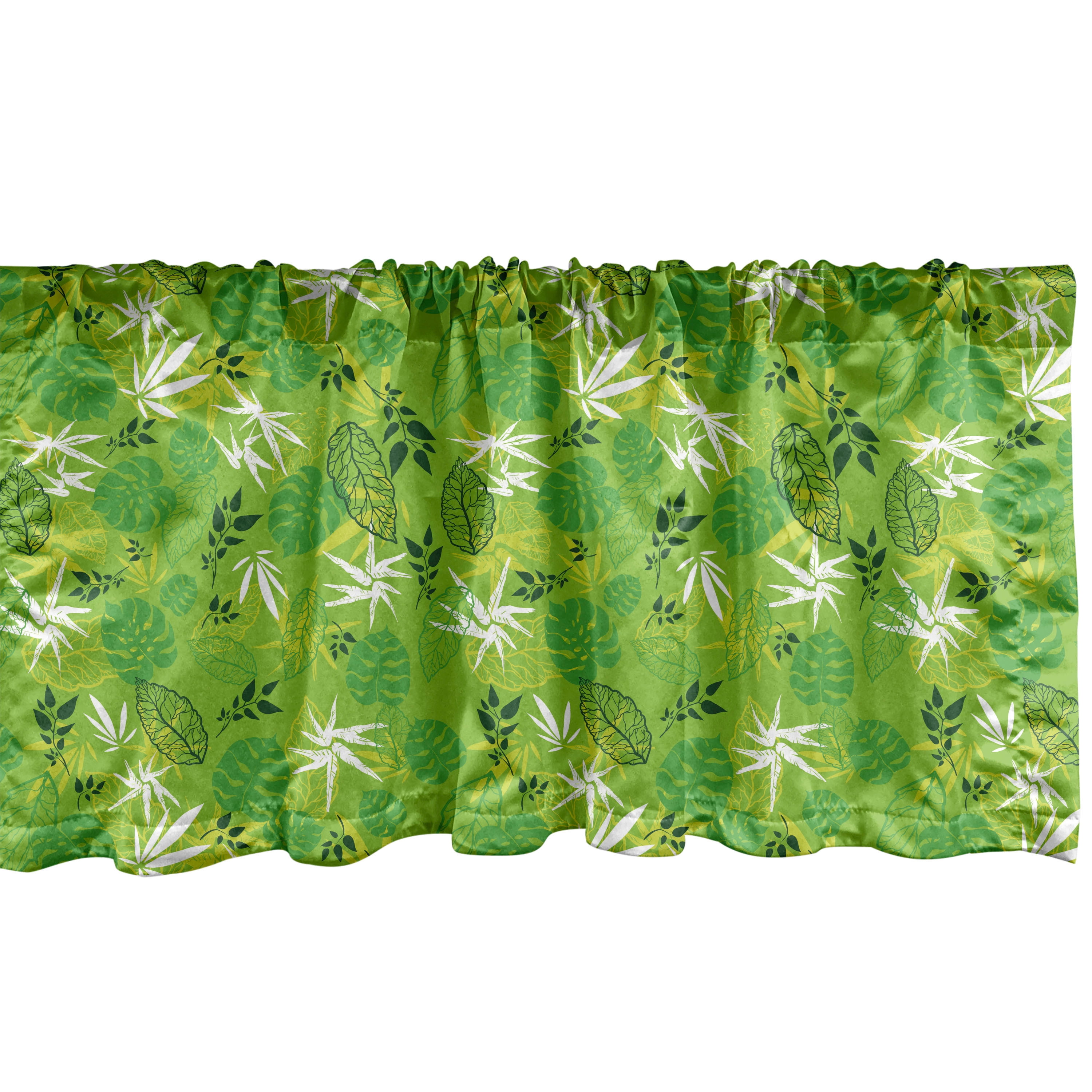 Lime Green Jungle Scene Satin Rod Pocket Valance
