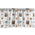 thumbnail image 1 of Ambesonne Forest Valance Pack of 2, Owls Pumpkins Trees Leaves, 42"X12", Pale Caramel Lime Green, 1 of 3