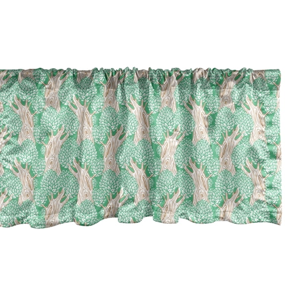 Ambesonne Forest Window Valance, Cartoon Trees Leaves Art, 42" x 12", Sea Green and Camel