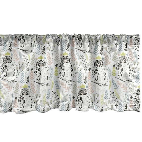 Ambesonne Forest Window Valance, Floral Branches Herbs Wild, 54" X 12", Rose Lime Green Grey