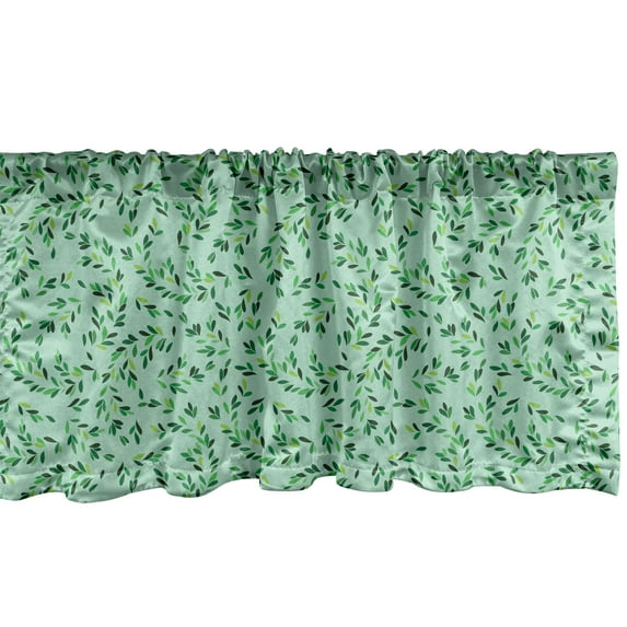 Ambesonne Forest Window Valance, Swirly Curly Leafy Branches, 54" X 12", Seafoam and Emerald