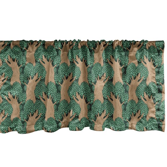 Ambesonne Forest Window Valance, Vintage Trees Garden Theme, 42" x 12", Dark Khaki and Sea Green