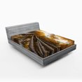 thumbnail image 1 of Ambesonne Forrest Fitted Sheet, Fall Landscape Branch View, Full Size, Yellow and Brown, 1 of 2
