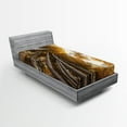 thumbnail image 1 of Ambesonne Forrest Fitted Sheet, Fall Landscape Branch View, Twin Size, Yellow and Brown, 1 of 2