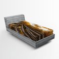 thumbnail image 1 of Ambesonne Forrest Fitted Sheet, Fall Landscape Branch View, Twin XL Size, Yellow and Brown, 1 of 2