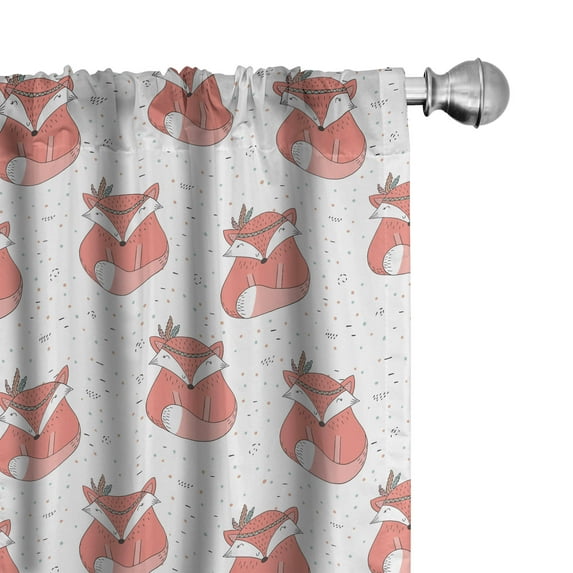 Ambesonne Fox Curtains, Abstract Dotted Background, Pair of 28"x63", Coral Seafoam Black