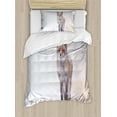 thumbnail image 1 of Ambesonne Fox Duvet Cover Set, Rural Field Snow Stormy, Twin, Brown White, 1 of 3