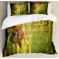 thumbnail image 1 of Ambesonne Fox Duvet Cover Sets, Vixen Mammal Summer Forest, 2-King, Orange Yellow Green, 1 of 7
