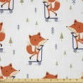 thumbnail image 1 of Ambesonne Fox Fabric by the Yard Microfiber, Animal with Scooter Tiny Trees, 2 Yards, Burnt Orange Indigo, 1 of 2
