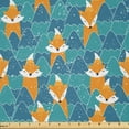 thumbnail image 1 of Ambesonne Fox Fabric by the Yard Microfiber, Animals in Winter Theme, 10 Yards, Orange Sea Blue, 1 of 2