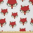 thumbnail image 1 of Ambesonne Fox Fabric by the Yard Microfiber, Cartoon Hipster Glasses, 1 Yard, Mint Green Beige Red, 1 of 2