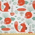 thumbnail image 1 of Ambesonne Fox Fabric by the Yard Microfiber, Forest Animals and Foliage, 2 Yards, Dark Coral Almond Green, 1 of 2