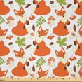 thumbnail image 1 of Ambesonne Fox Fabric by the Yard Microfiber, Forest Fauna and Flora, 2 Yards, Apple Green Orange Brown, 1 of 2