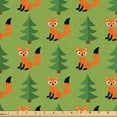 thumbnail image 1 of Ambesonne Fox Fabric by the Yard Upholstery, Pattern of Animals and Trees, 5 Yards, Dark Orange and Fern Green, 1 of 5