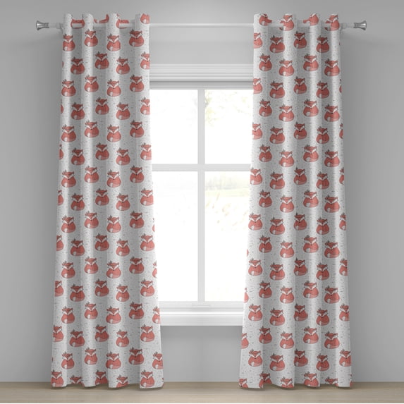Ambesonne Fox Grommet Curtain, Abstract Dotted Background, 50" x 84", Coral Seafoam Black