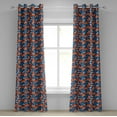 thumbnail image 1 of Ambesonne Fox Grommet Curtain, Doodle Hearts and Flowers, 50" x 108", Navy Blue Orange, 1 of 6