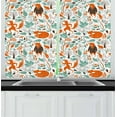 thumbnail image 1 of Ambesonne Fox Kitchen Curtains, Funny Garden, 55"x39", Turquoise Orange Brown, 1 of 2