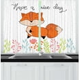thumbnail image 1 of Ambesonne Fox Kitchen Curtains, Have a Nice Day Wording Animal, 55"x45", Multicolor, 1 of 3